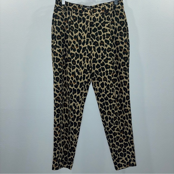 MaxMara Weekend Leopard Print Pants Size 4 – Chic Slim Fit Work Wear Trousers - Picture 2 of 9